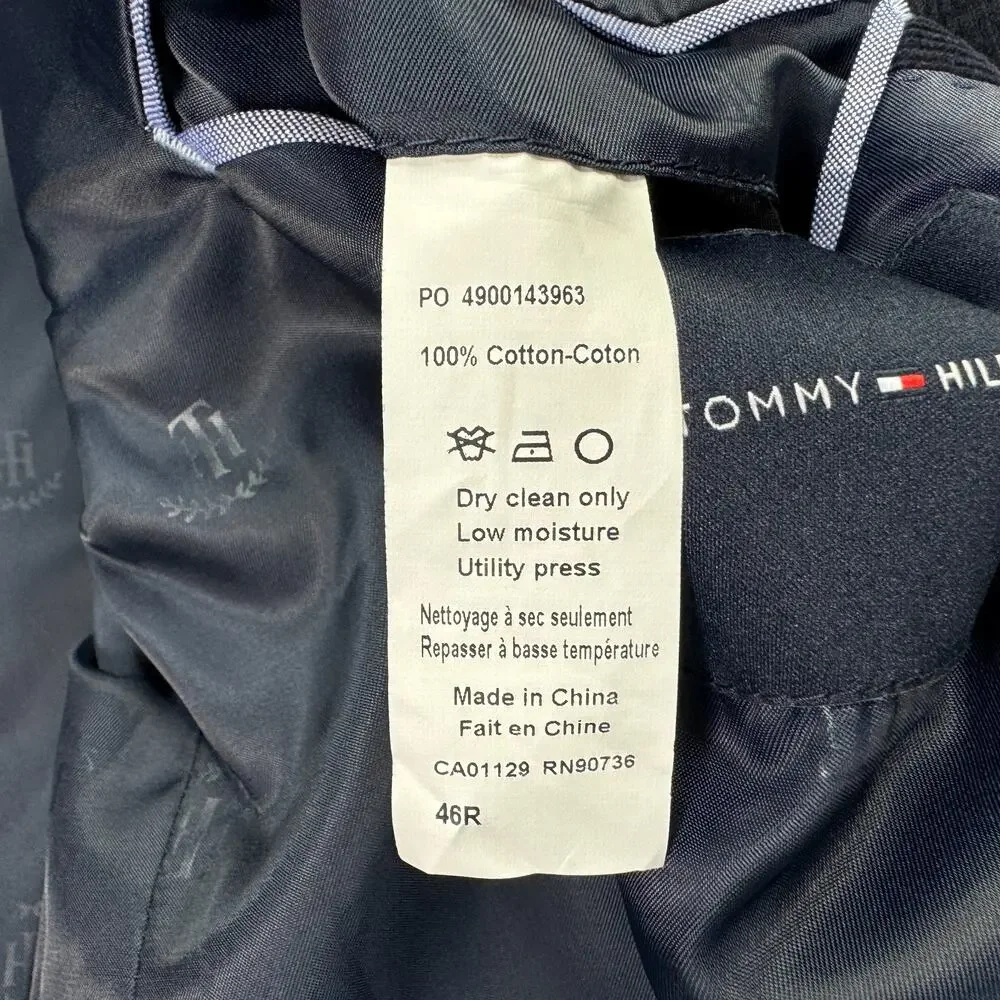Tommy Hilfiger Mens Daltry Modern Fit Corduroy Sport Coat Navy Blue 46R